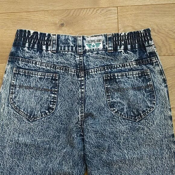 Vintage The Octopus Army unique high waisted side lace acid washed 3/4 jeans - Picture 6 of 10